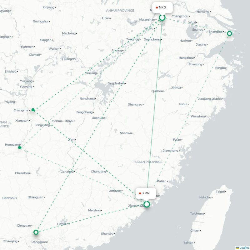 NKG - XMN route map