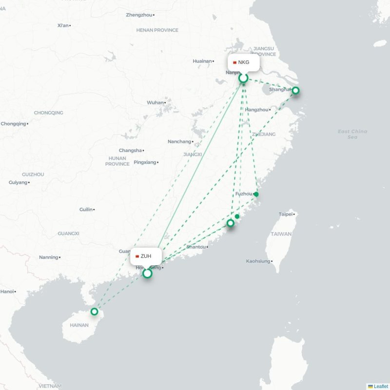 NKG - ZUH route map