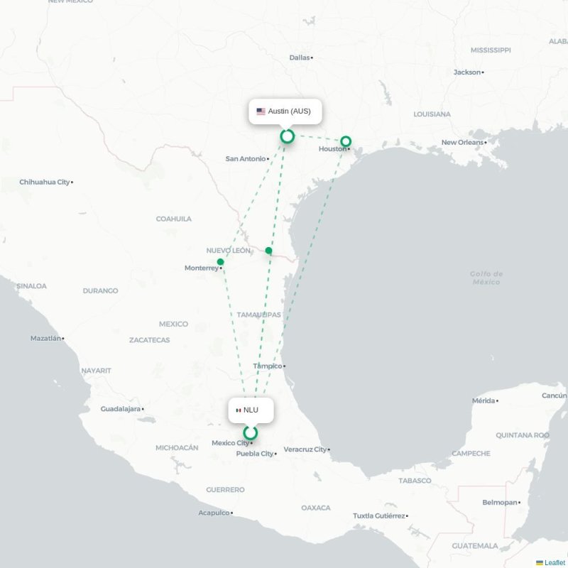 NLU - AUS route map