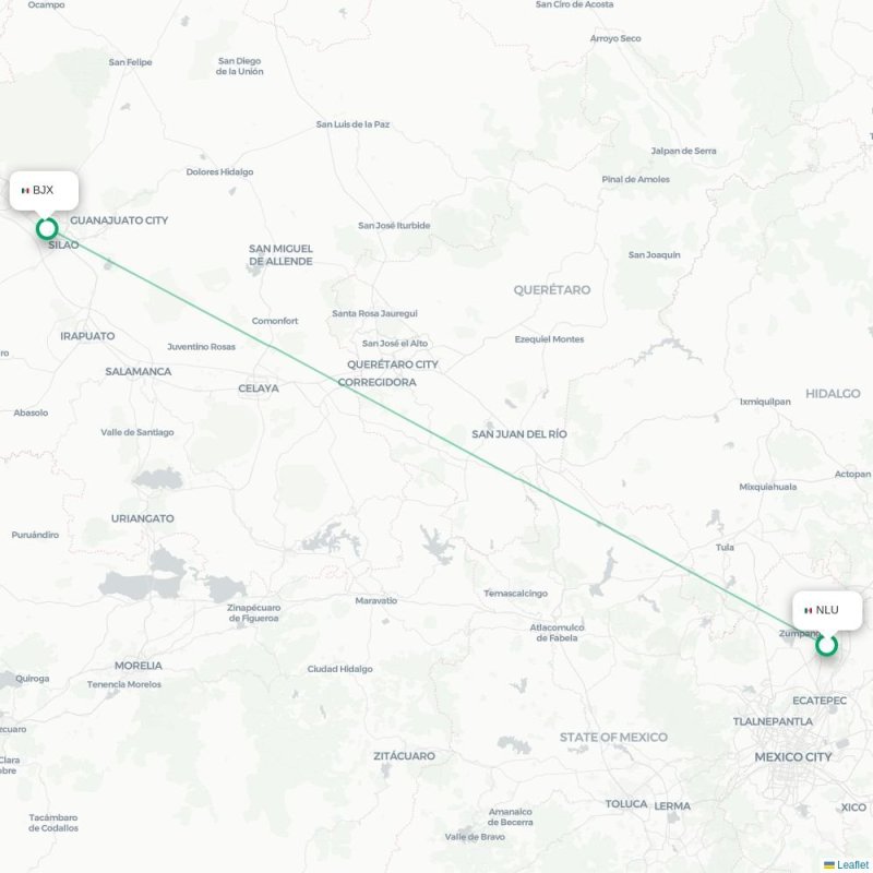 NLU - BJX route map
