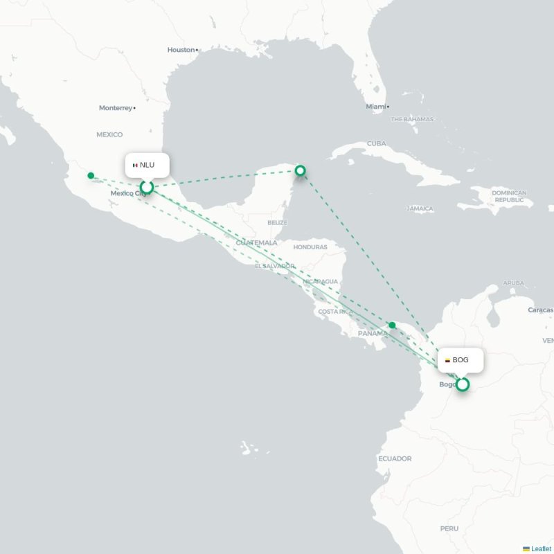 NLU - BOG route map