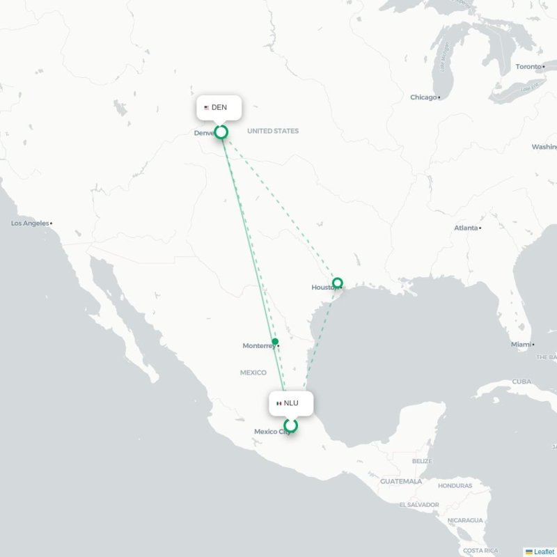 NLU - DEN route map