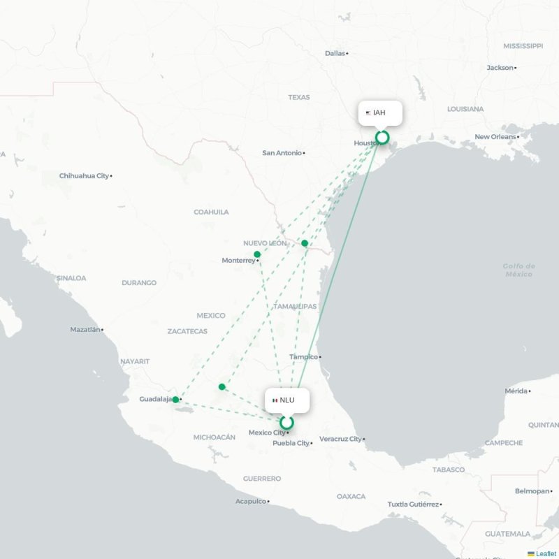 NLU - IAH route map