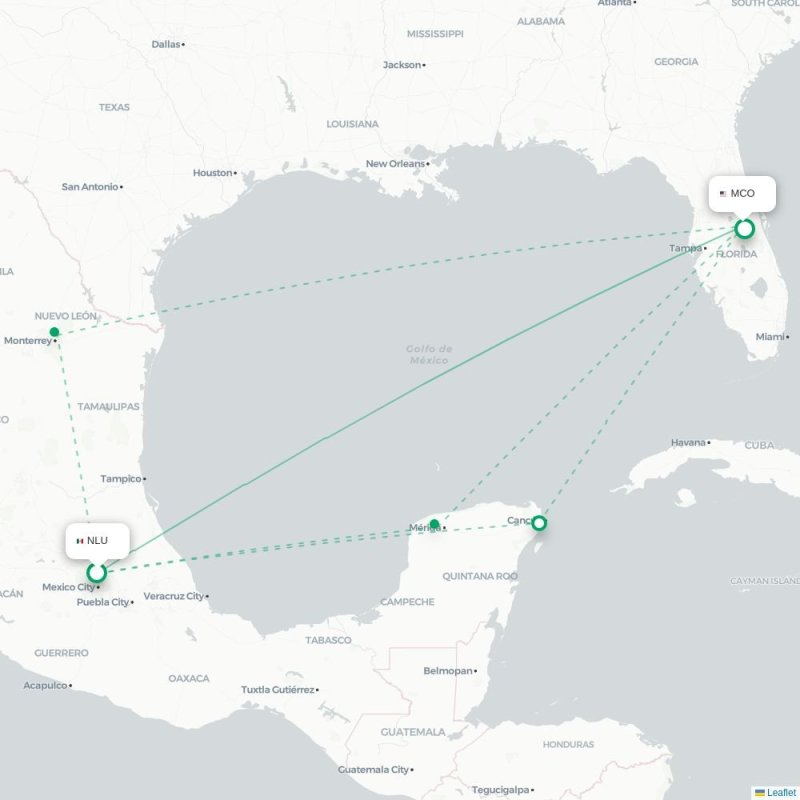 NLU - MCO route map