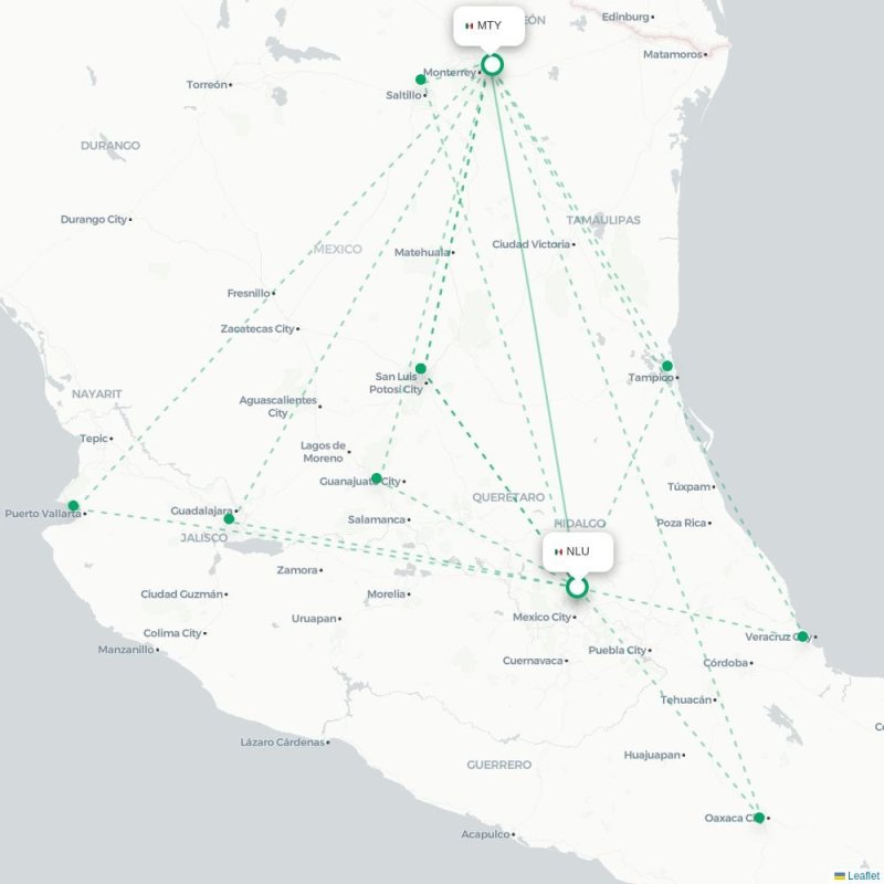 NLU - MTY route map