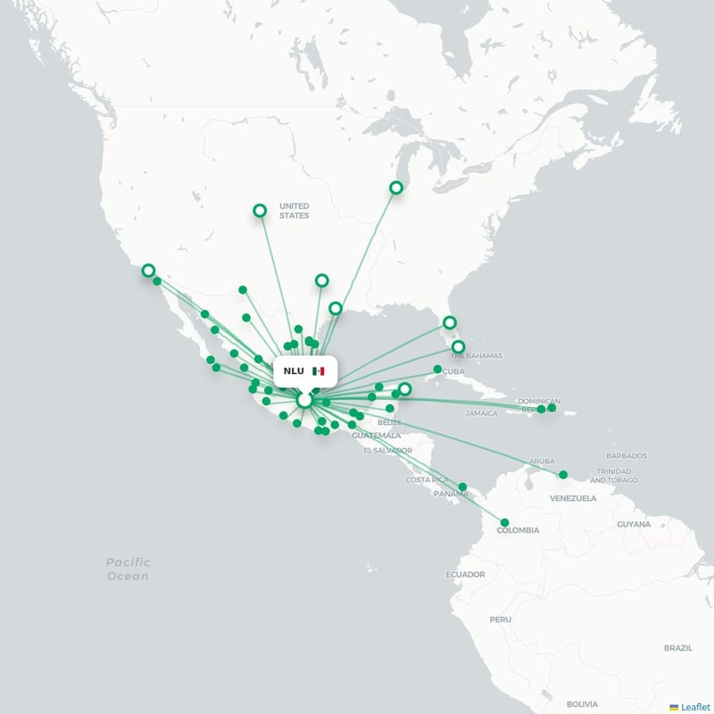 Route map Mexico City  NLU airport