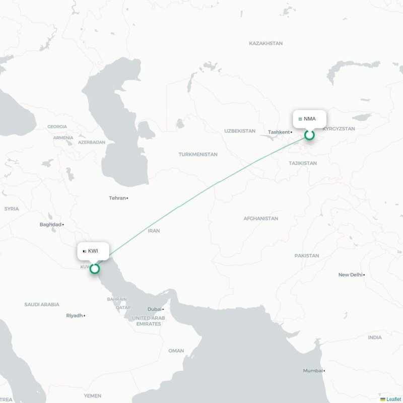 NMA - KWI route map
