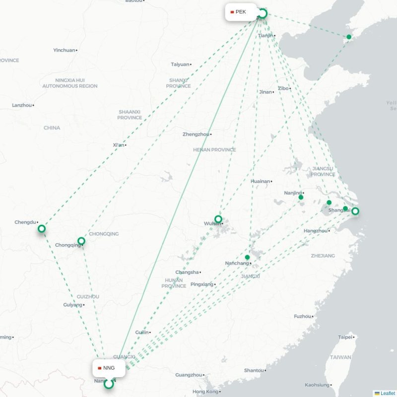 NNG - PEK route map