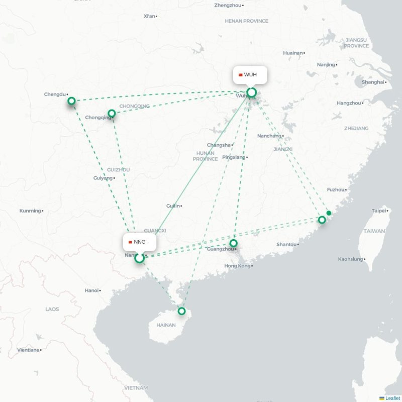 NNG - WUH route map