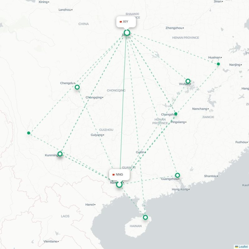 NNG - XIY route map