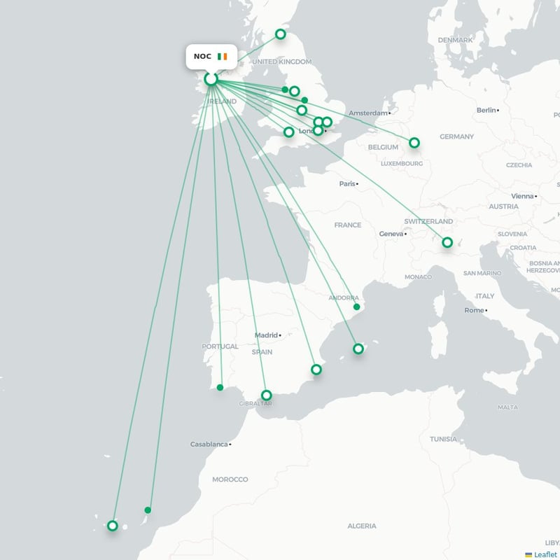 Route map Knock  NOC airport