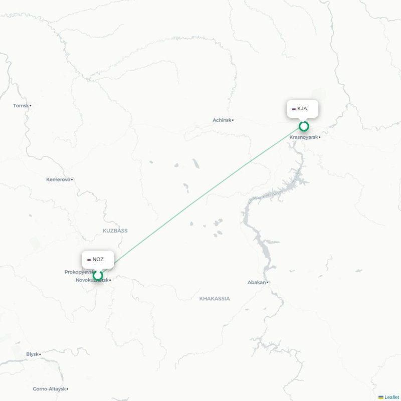 NOZ - KJA route map