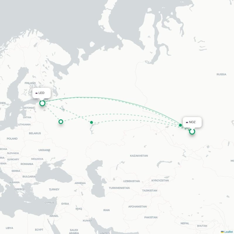 NOZ - LED route map