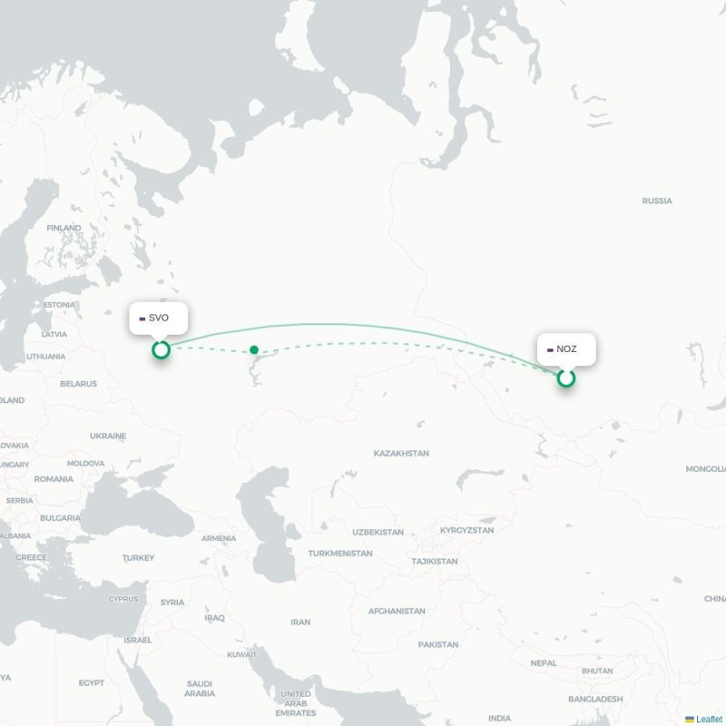 NOZ - SVO route map