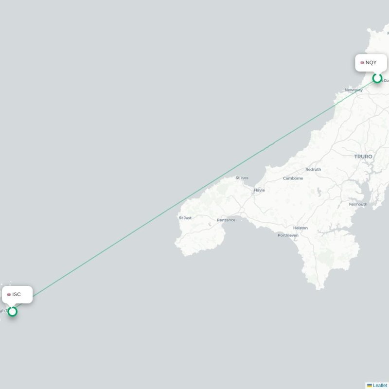 NQY - ISC route map