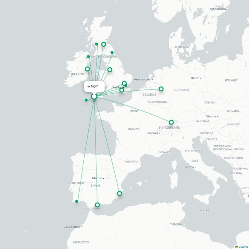 NQY - SEN route map