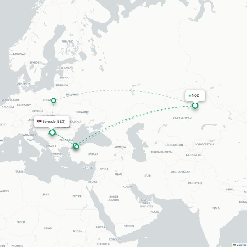 NQZ - BEG route map