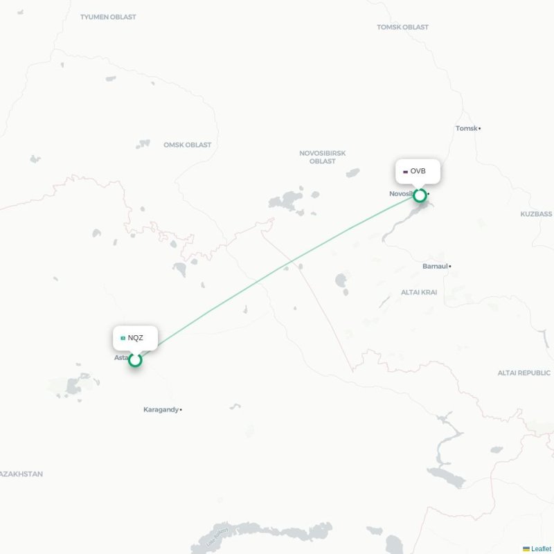NQZ - OVB route map