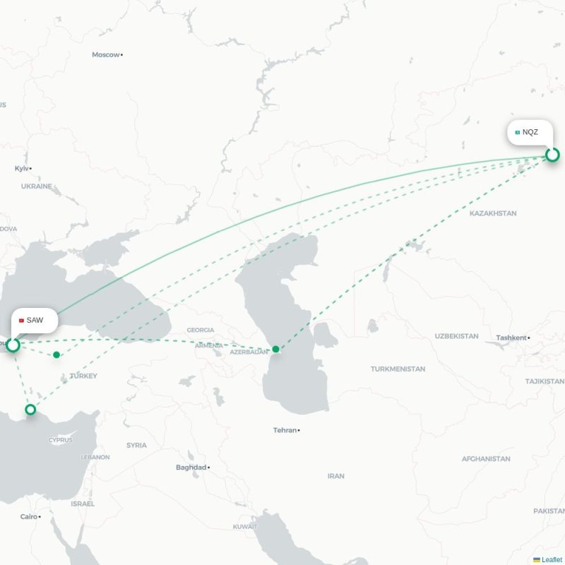 NQZ - SAW route map