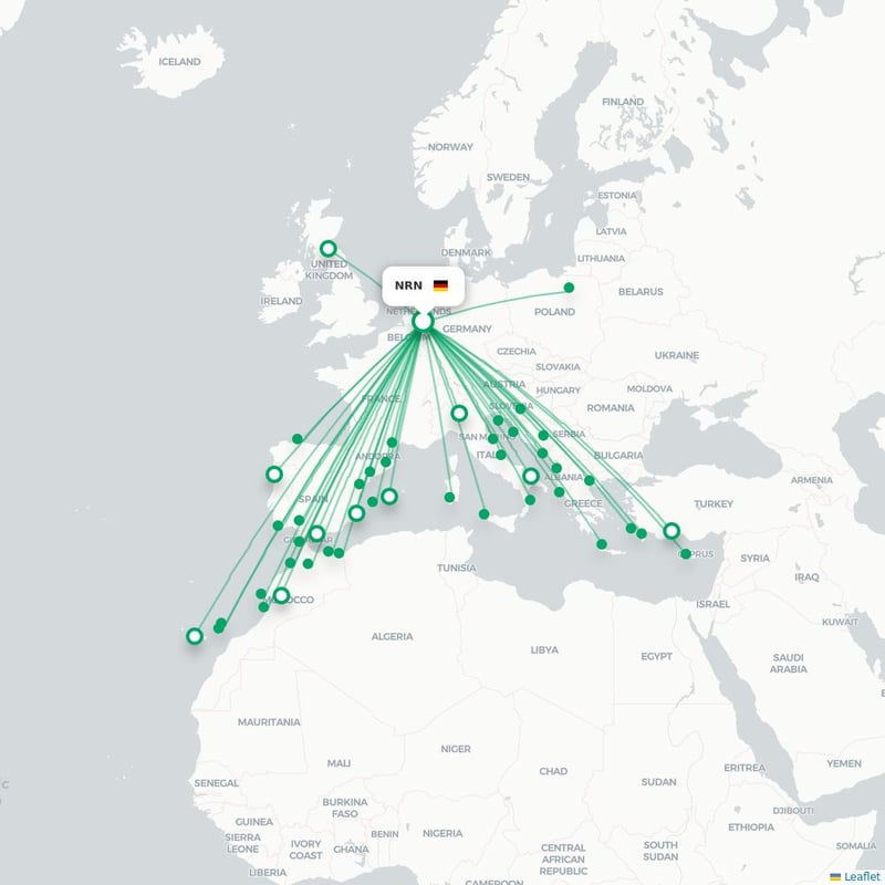 Route map Weeze  NRN airport
