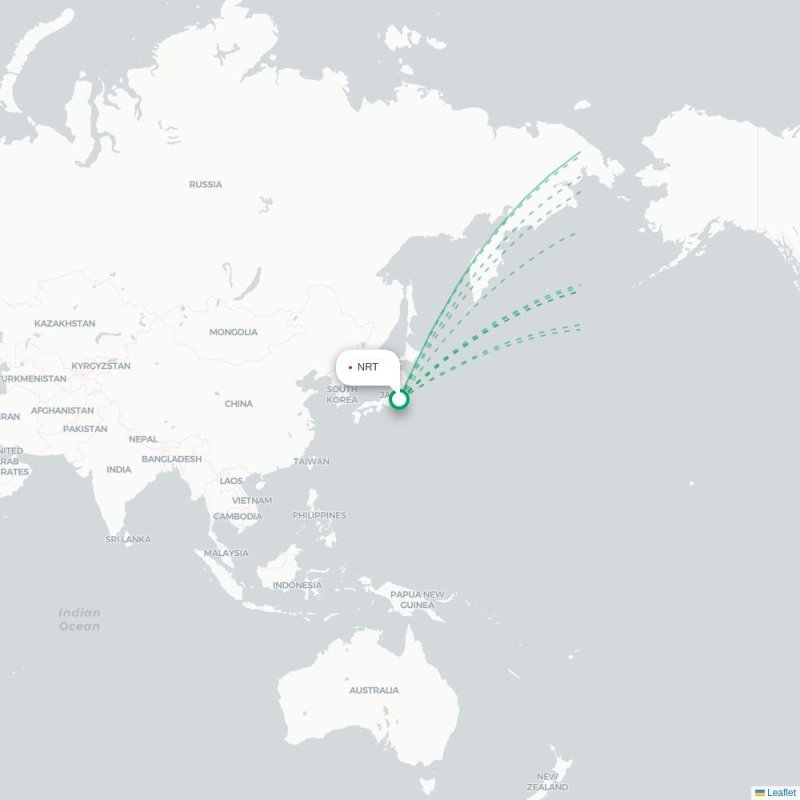 NRT - BOS route map