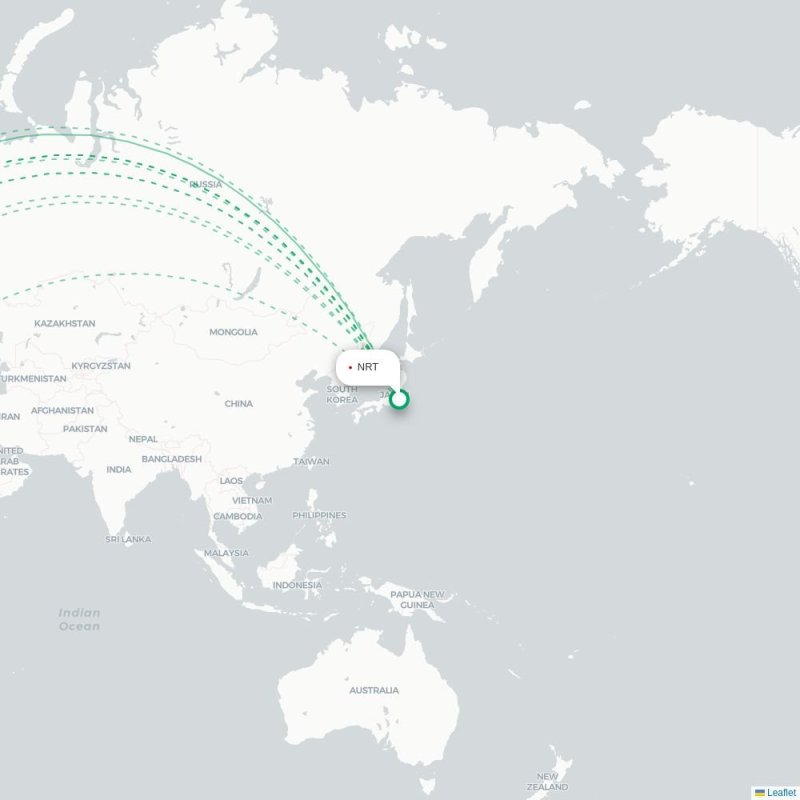 NRT - BRU route map