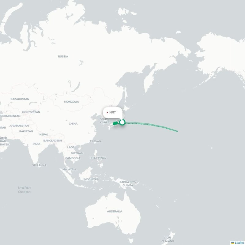 NRT - HNL route map