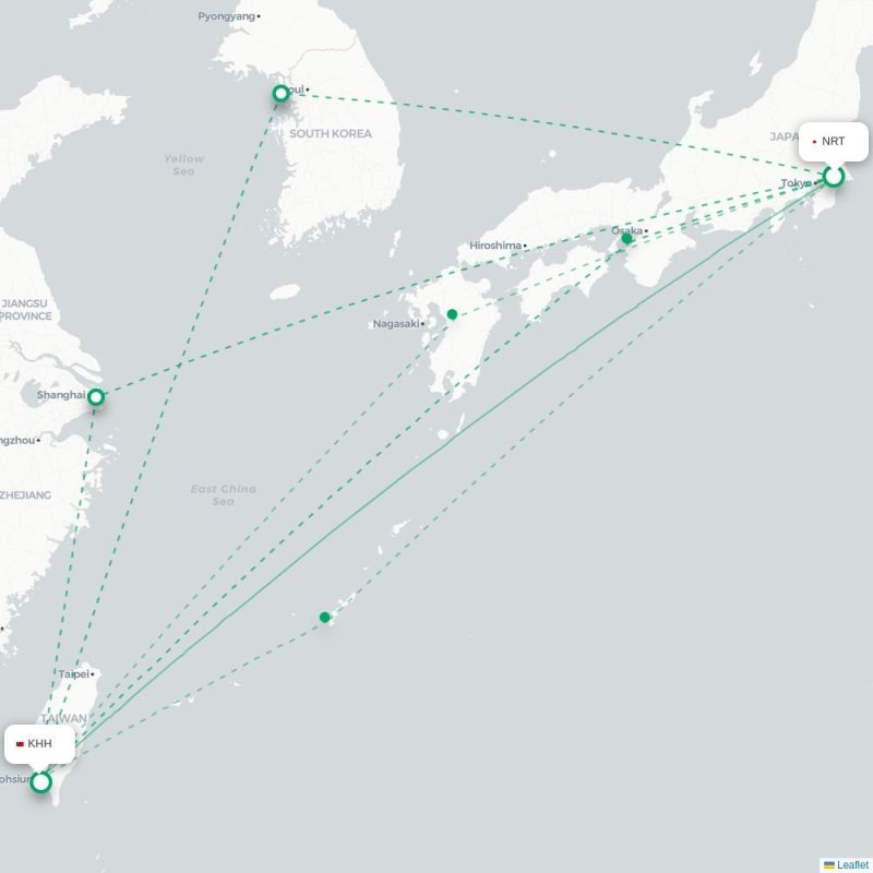 NRT - KHH route map