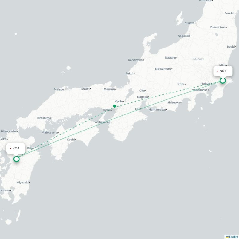 NRT - KMJ route map