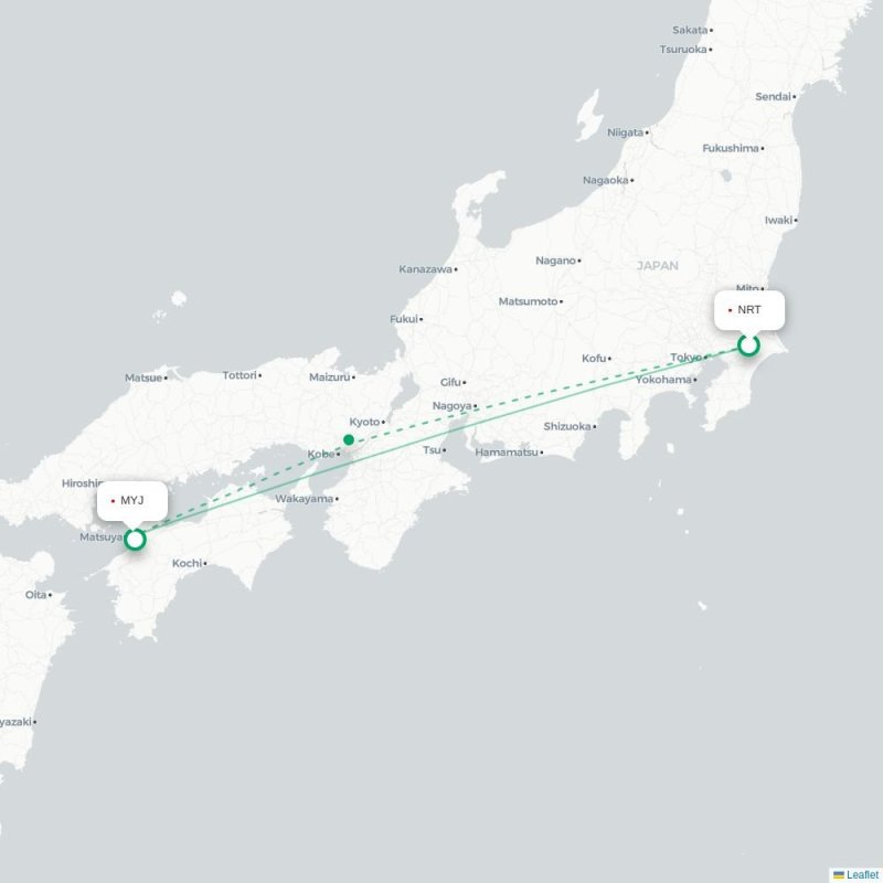 NRT - MYJ route map