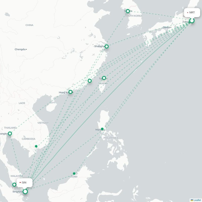 NRT - SIN route map