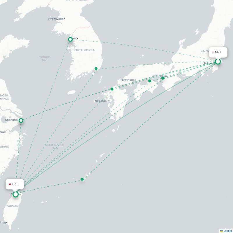 NRT - TPE route map