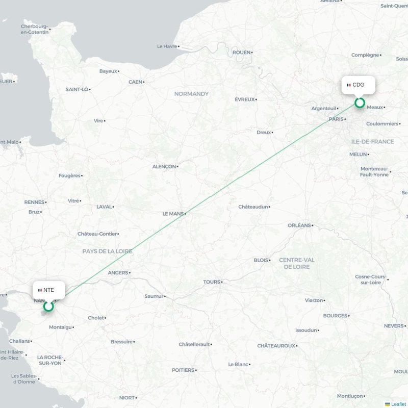 NTE - CDG route map