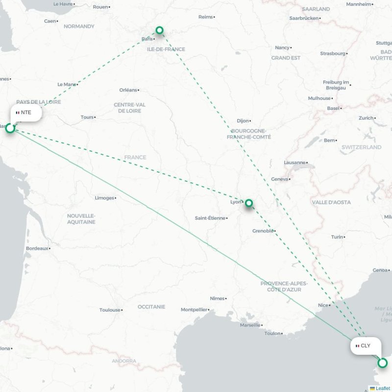 NTE - CLY route map