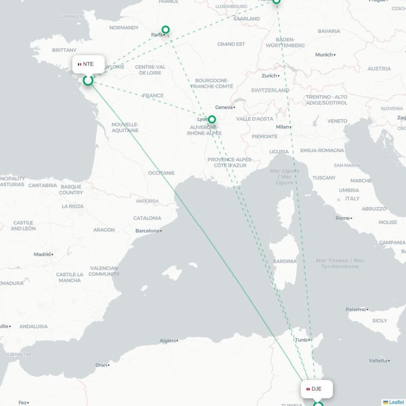NTE - DJE route map