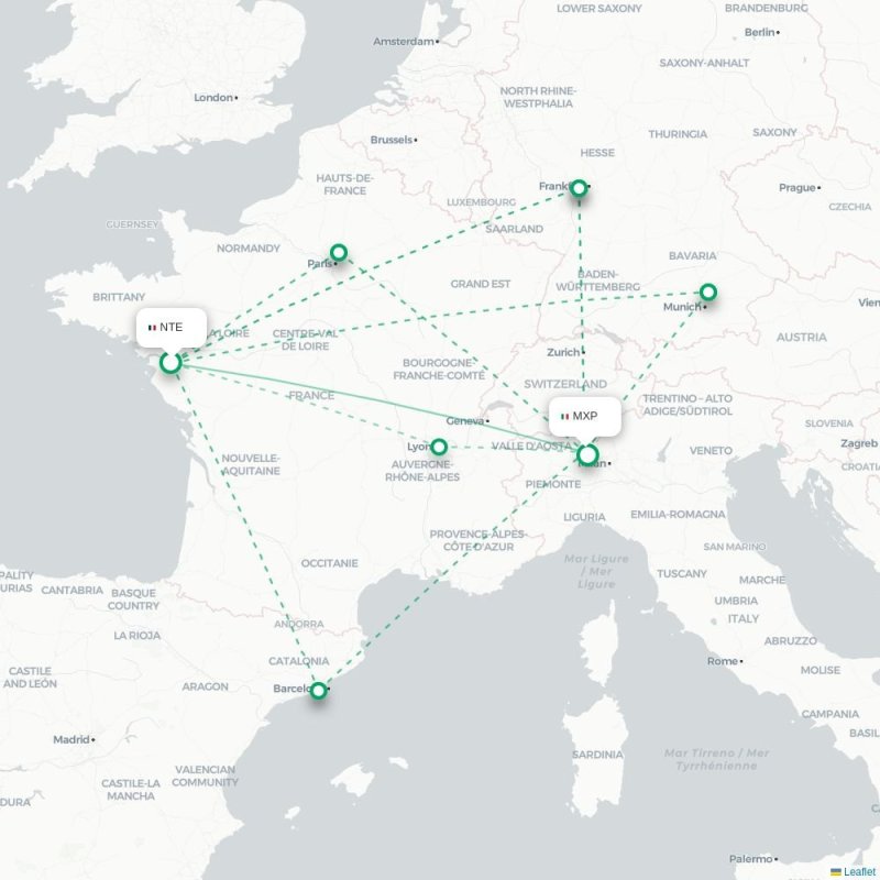NTE - MXP route map