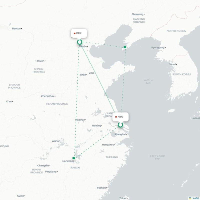 NTG - PKX route map