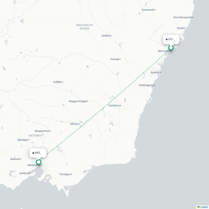 NTL - MEL route map