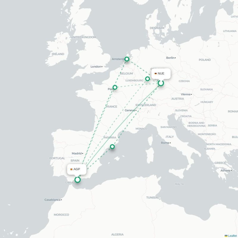 NUE - AGP route map