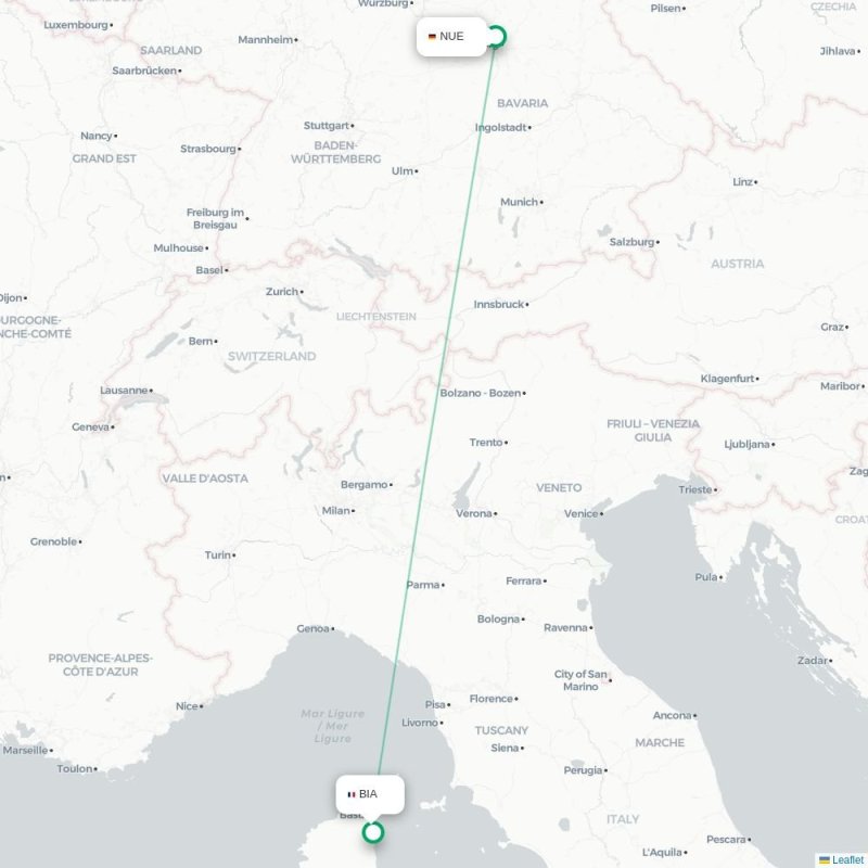 NUE - BIA route map