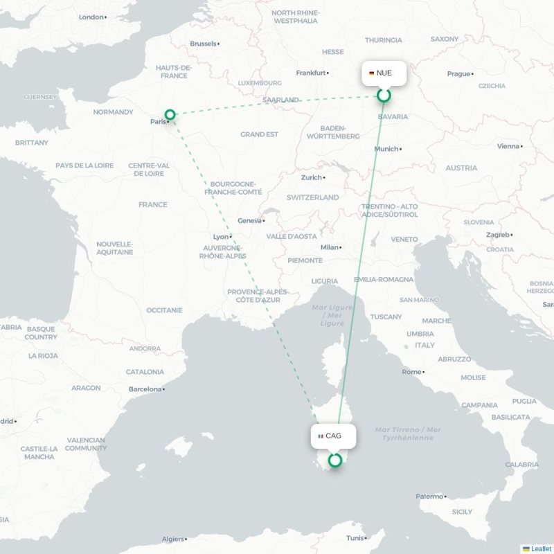 NUE - CAG route map
