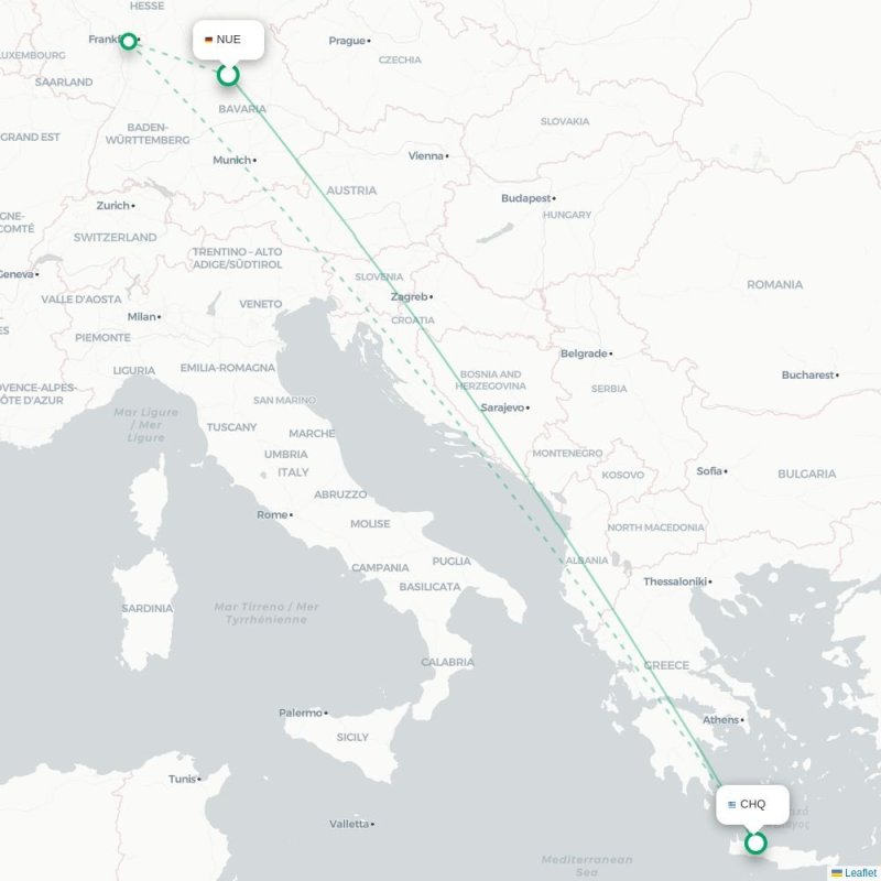 NUE - CHQ route map