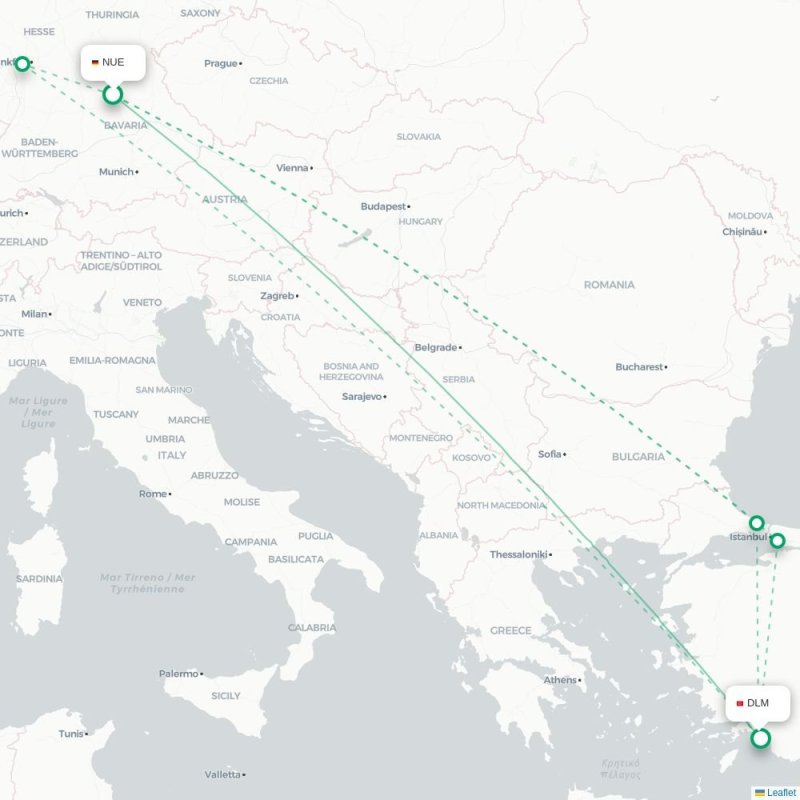 NUE - DLM route map
