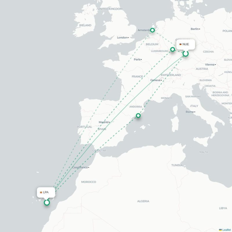 NUE - LPA route map