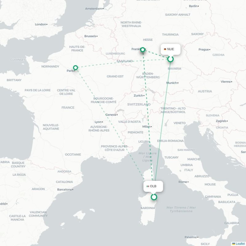 NUE - OLB route map