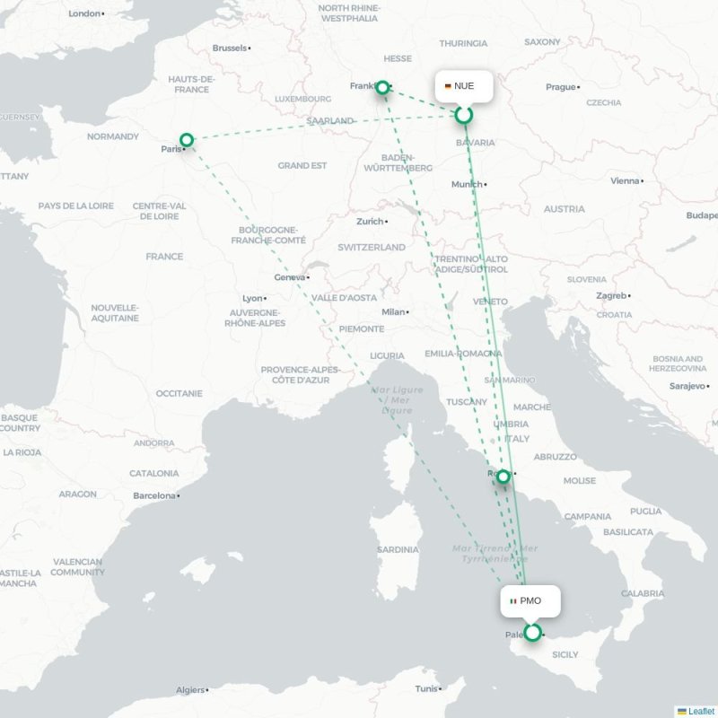 NUE - PMO route map