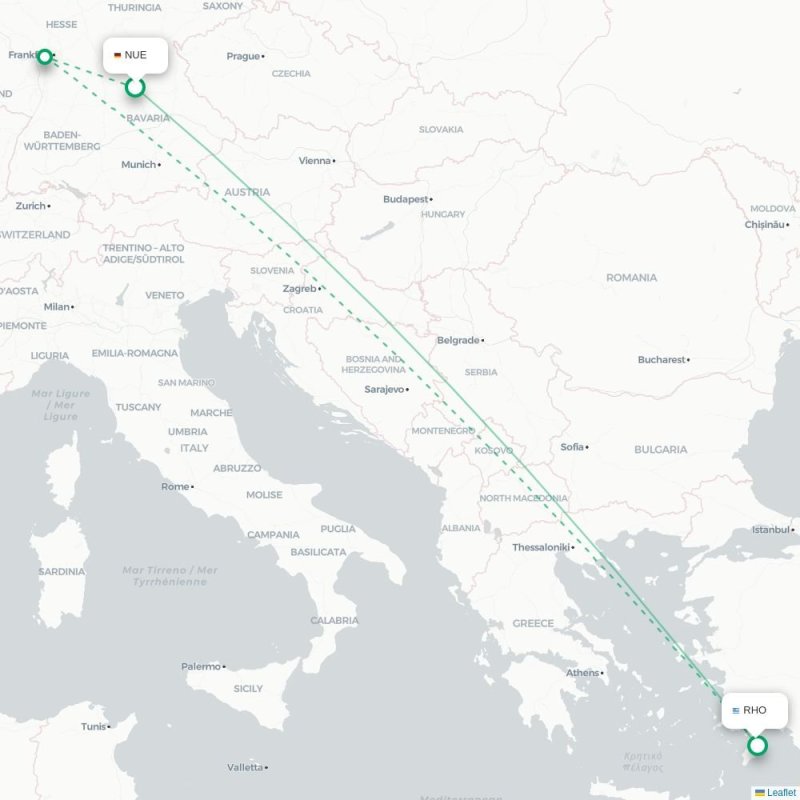 NUE - RHO route map