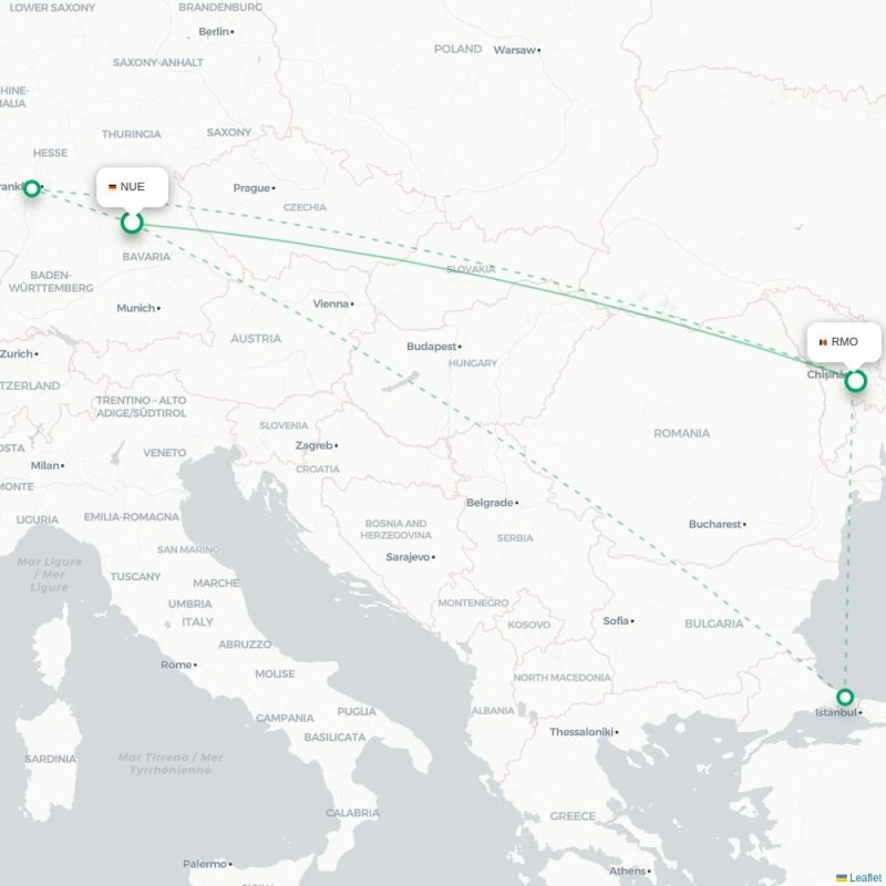 NUE - RMO route map