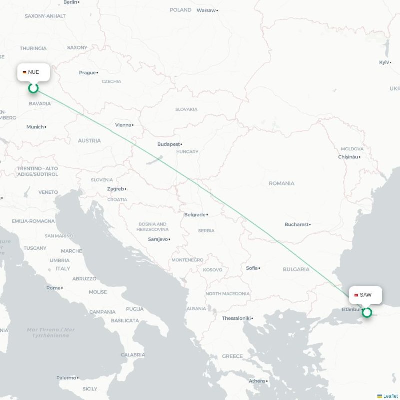 NUE - SAW route map