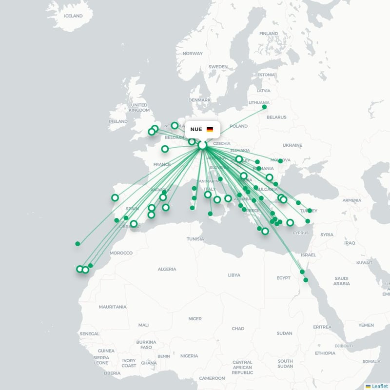 Route map Nuremberg  NUE airport